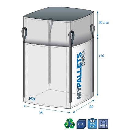 Tuinzak met afsluitflap 90 x 90 x 110 cm | 1500 kg | Set van 5 | Gratis verzending