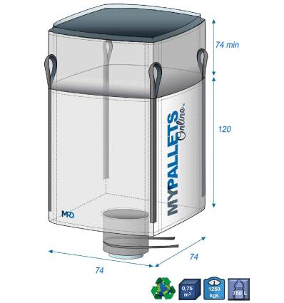Big Bag e forro 70 µm 74x74x120 1250 kg