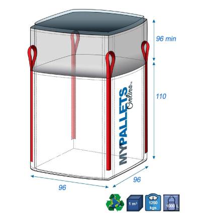Big Bag com saco duplo 70 µm 96 x 96 x 110 cm 1250 kg