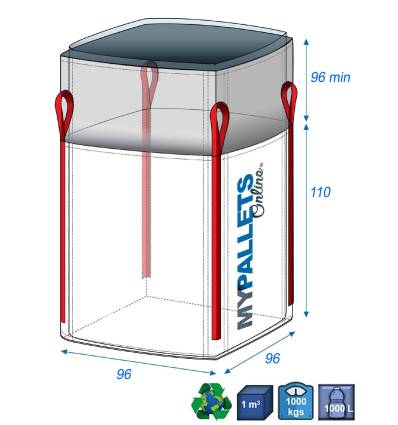 Bigbag gevoerd met binnenzak 70µ 96x96x110 1000 kg
