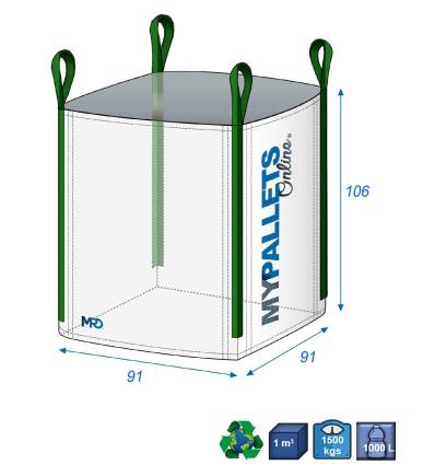 Big Bag — sacos para resíduos 900 L 91 x 91 x 106 cm 1500 kg