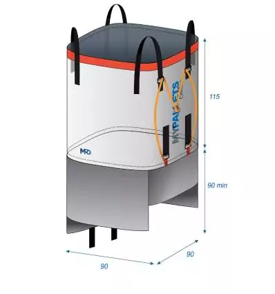Big Bag Réutilisable Jupe de vidange 90X90X115 1500 kg