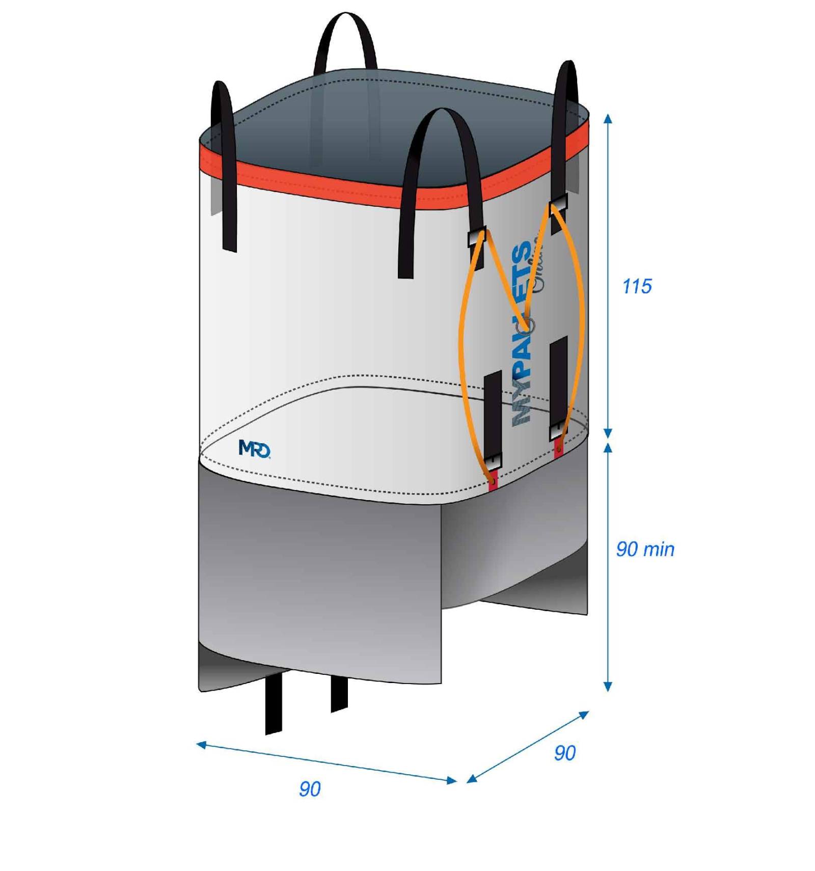 Big Bag reutilizável para canteiro de obras, ultra-resistente, capacidade 1500 kg