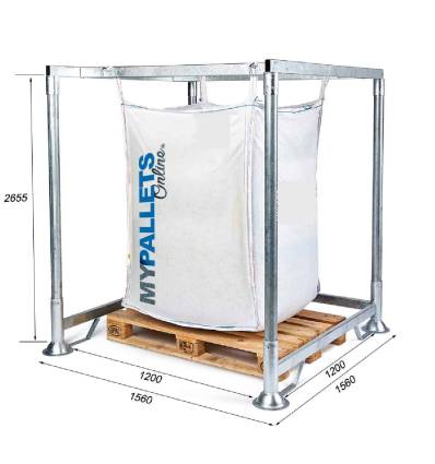 Steun voor bigbag, hoogte 2655 mm met pallettoegang