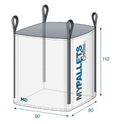 Big Bag 90x90x110 - 1500 kg - Abertura total - Fundo plano fechado