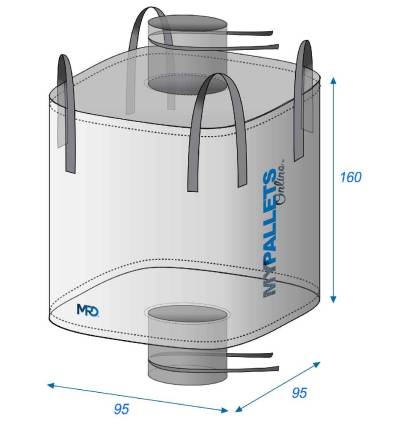 Voedselveilige bigbag 1500 liter waterdicht 95 x 95 x 160 cm 1500 kg
