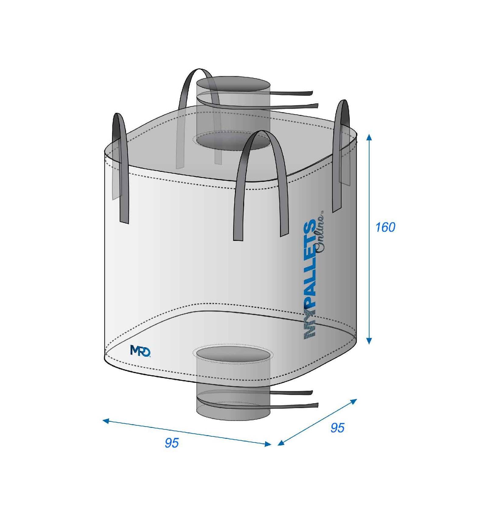 Voedselveilige bigbag 1500 liter waterdicht 95 x 95 x 160 cm 1500 kg