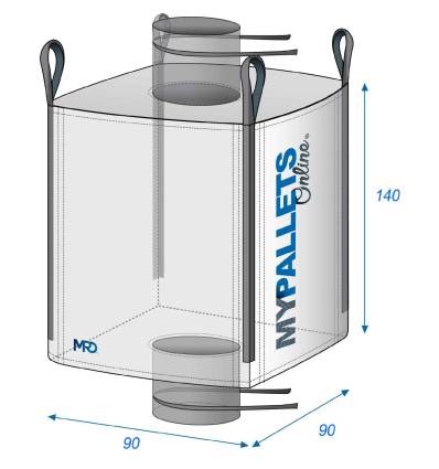 Big Bag FIBC voor voedingsmiddelen 1 ton 90 x 90 x 140 cm 1000 kg