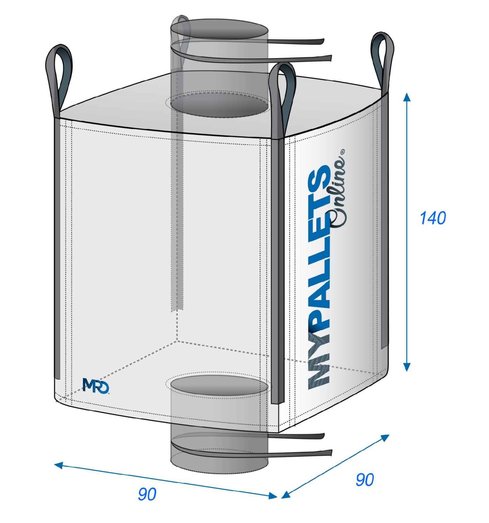 Big Bag FIBC voor voedingsmiddelen 1 ton 90 x 90 x 140 cm 1000 kg