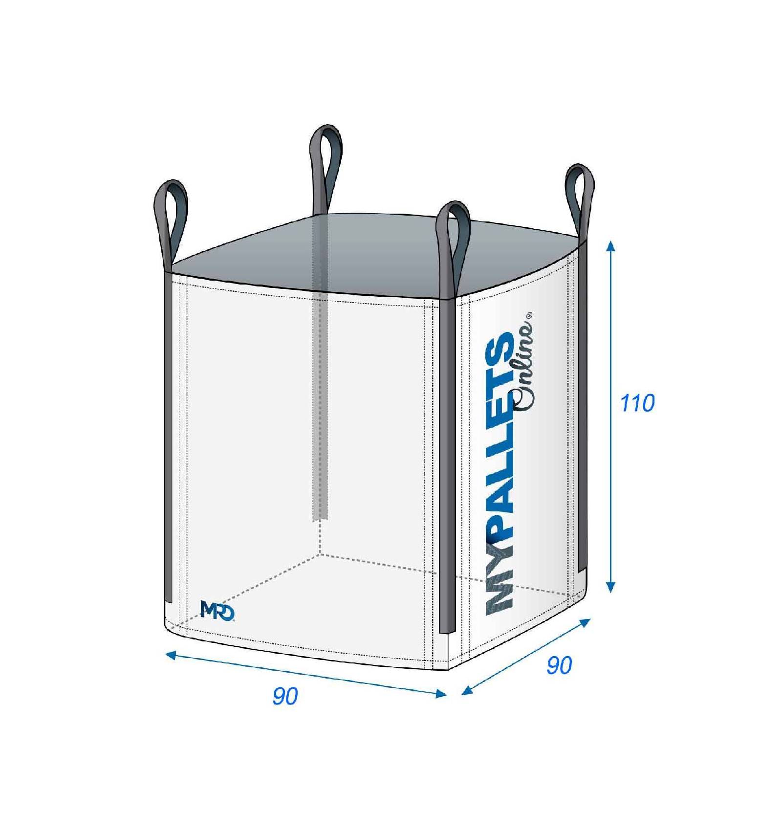BigBag 90 x 90 x 110 Suporta 1 500 kg - volume 1 m³