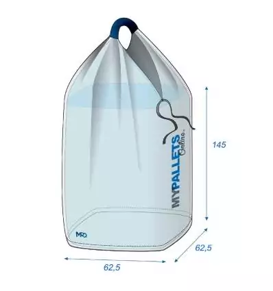 Big Bag con bolsa colgante - 1 punto de elevación 62,5X62,5X145 600 kg