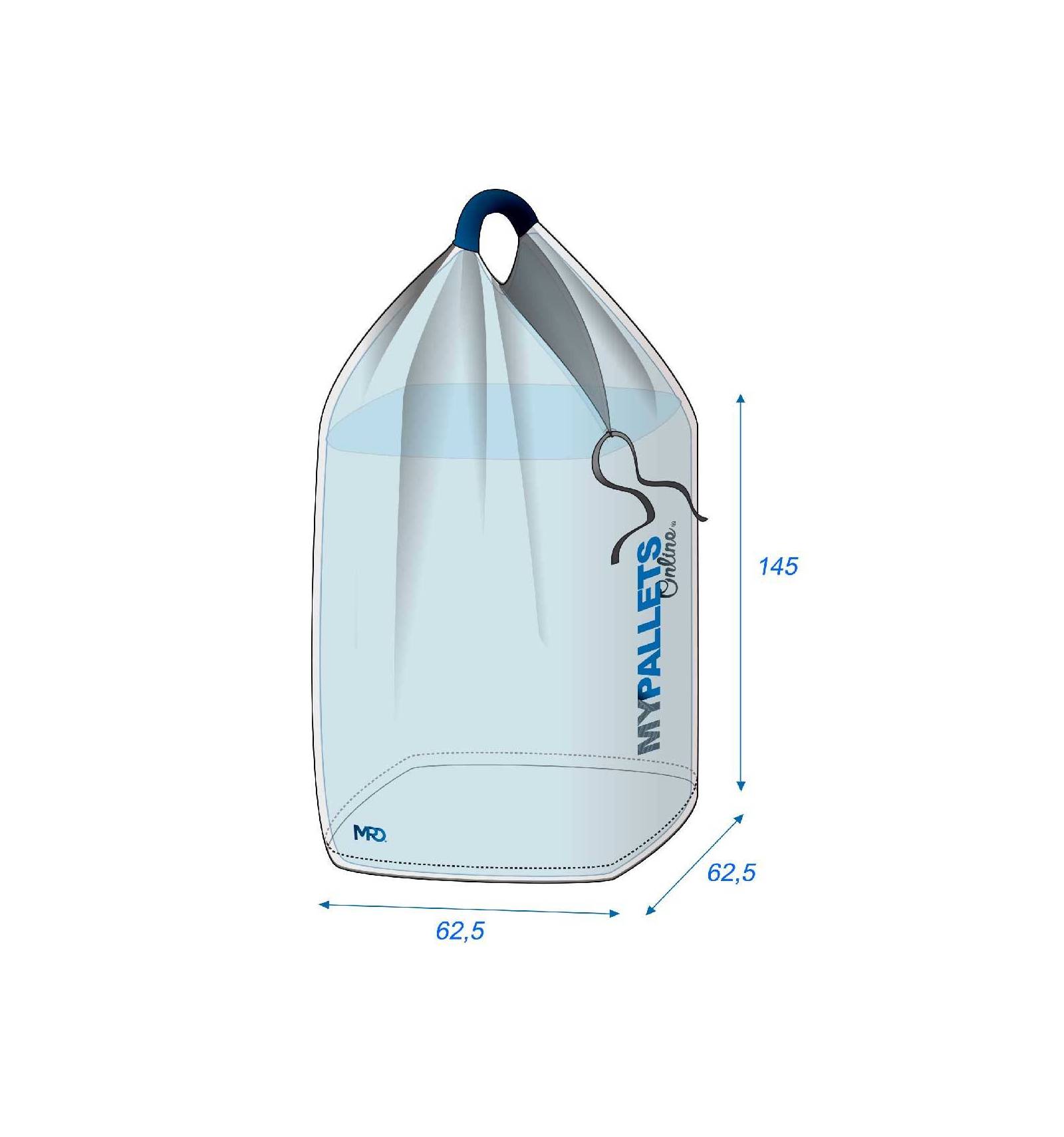 Big Bag (saco) suspenso - 1 ponto de elevação 62,5 x 62,5 x 145 600 kg