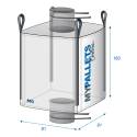Big Bag alimentar 91 x 91 x 160, 1250 kg, com bocal de enchimento e de descarga.