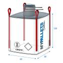 Big Bag para pós e produtos perigosos 90 x 90 x 120 - 1500 kg ONU 13H3Y Bocal de enchimento 45 x 50