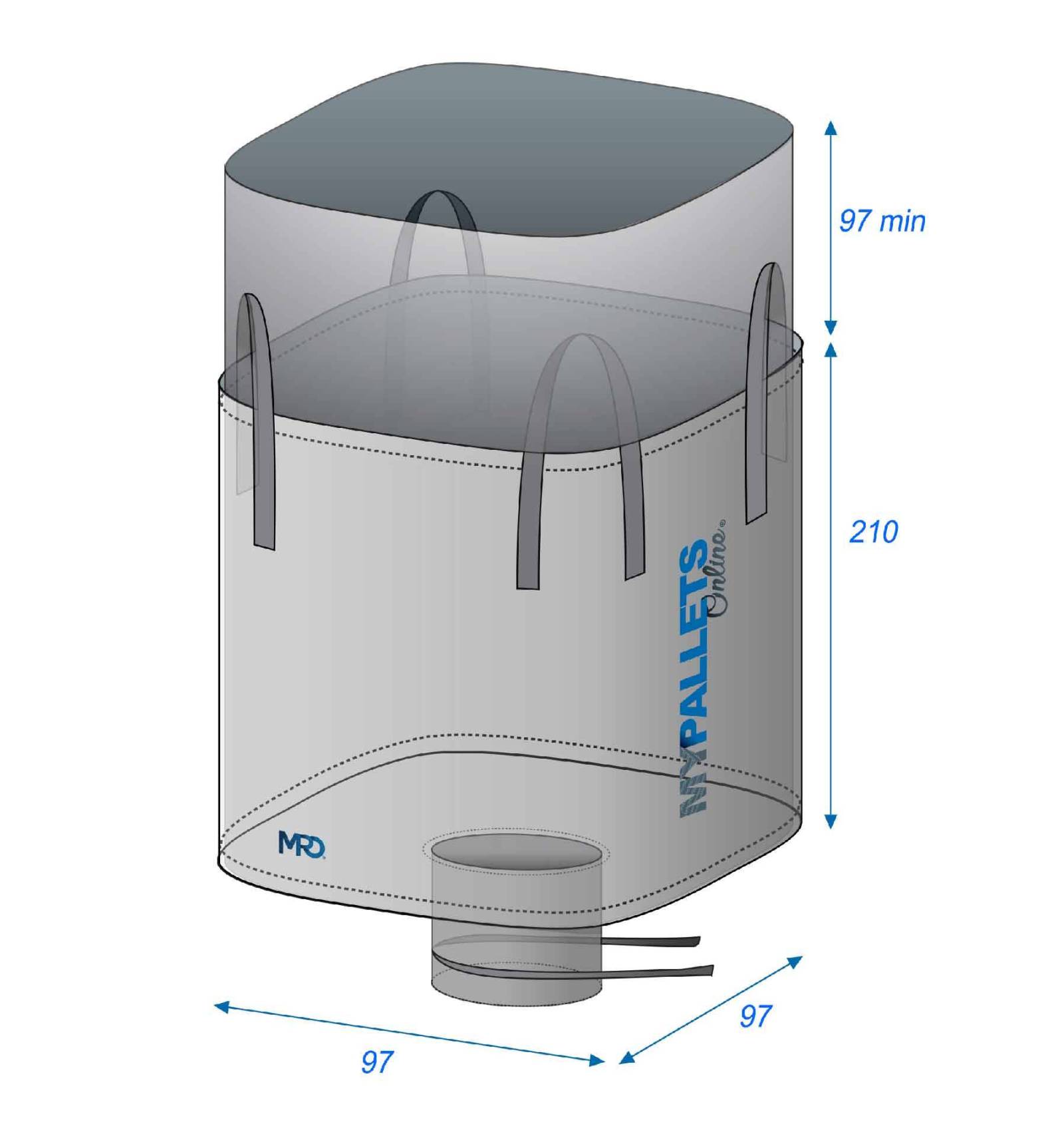 Bigbag, circulair geproduceerd, 97 x 97 x 210, 1500 kg