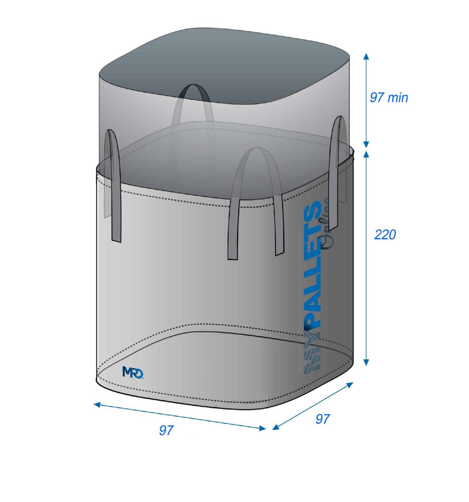 Bigbag bouw tubulair 97X97X220 1250 kg