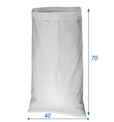 Zak 25 liter geweven PP-doek 40x70 - Wit