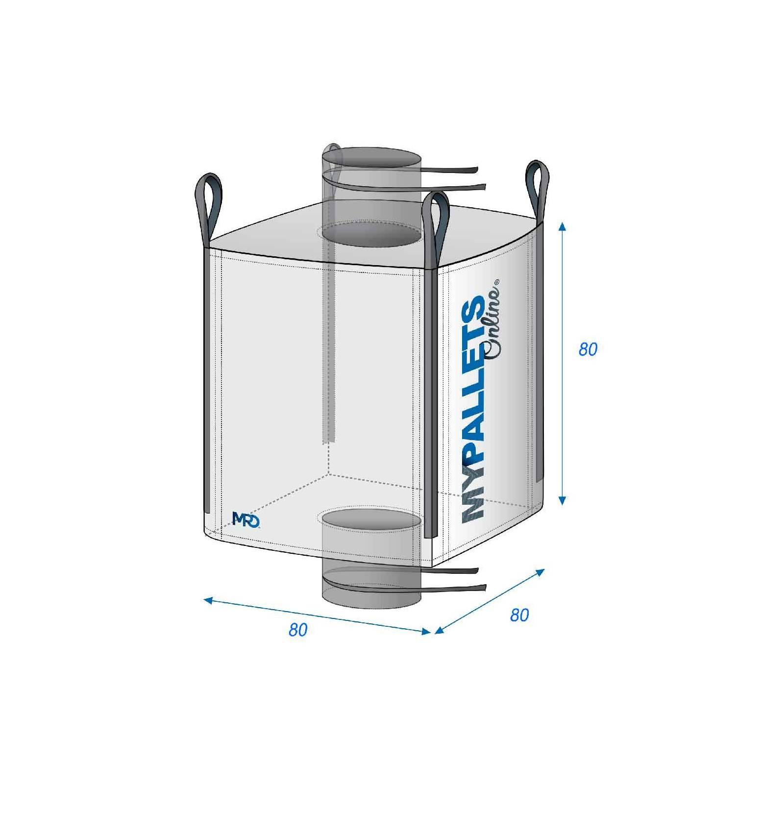 Bigbag voor de bouwplaats met goot 80x80x80 1000 kg