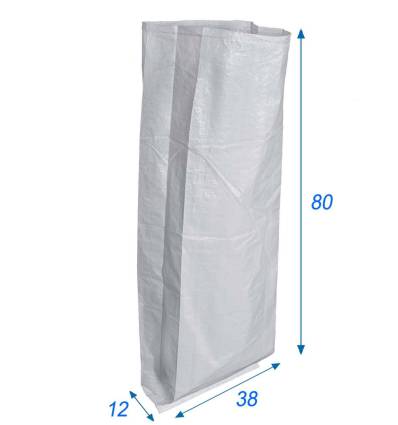 PP sacco tessuto con soffietti Bianco 12X38X80 cm