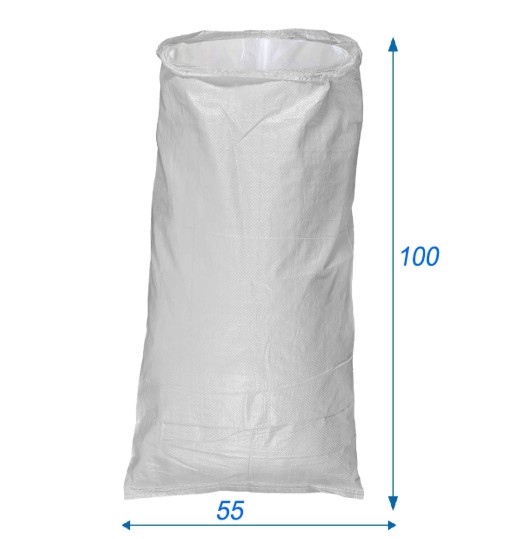 60 Sacs Tissés Polypropylène SKIR'CO - 50x80 Cm, Blancs - Résistance 30 Kg - Pour Stockage Et Transport