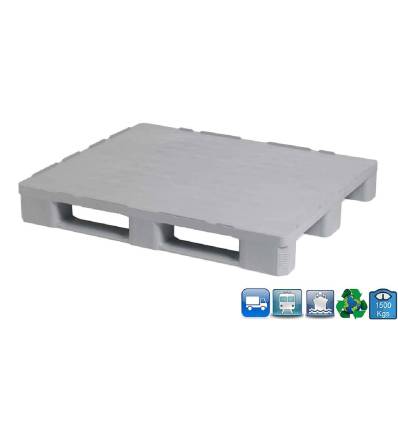 Hygiënische kunststofpallet 1000 x 1200 met 3 onderliggers