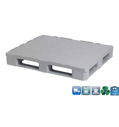 Palete de plástico 1000x1200 higiénico com 5 sapatas