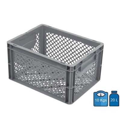 Kunststof bak (Euro-norm 400 x 300), bodem en wanden geperforeerd, 20 liter