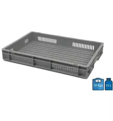 Plastic Crate 400x600 Bottom & sides Perforated 15 Litres