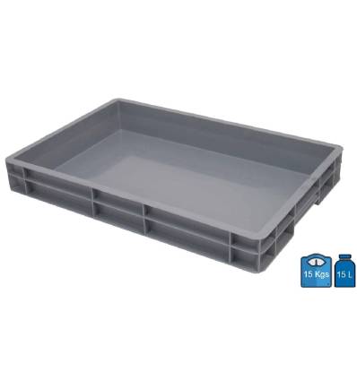 Caixa Plástica Euronorm 600 x 400 Fundo e Laterais Sólidos 15 L