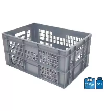 Plastic Box 400x600 Bottom & sides Perforated 55 Litres
