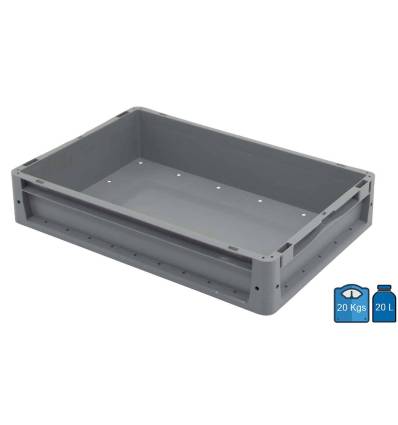 Caixa de plástico 600 x 400 com fundo perfurado, volume de 24 litros