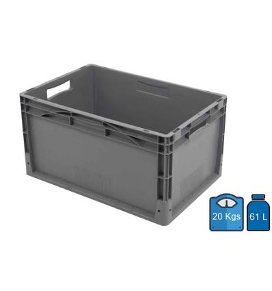 Plastic krat 600 x 400 met geperforeerde bodem, inhoud 61 liter
