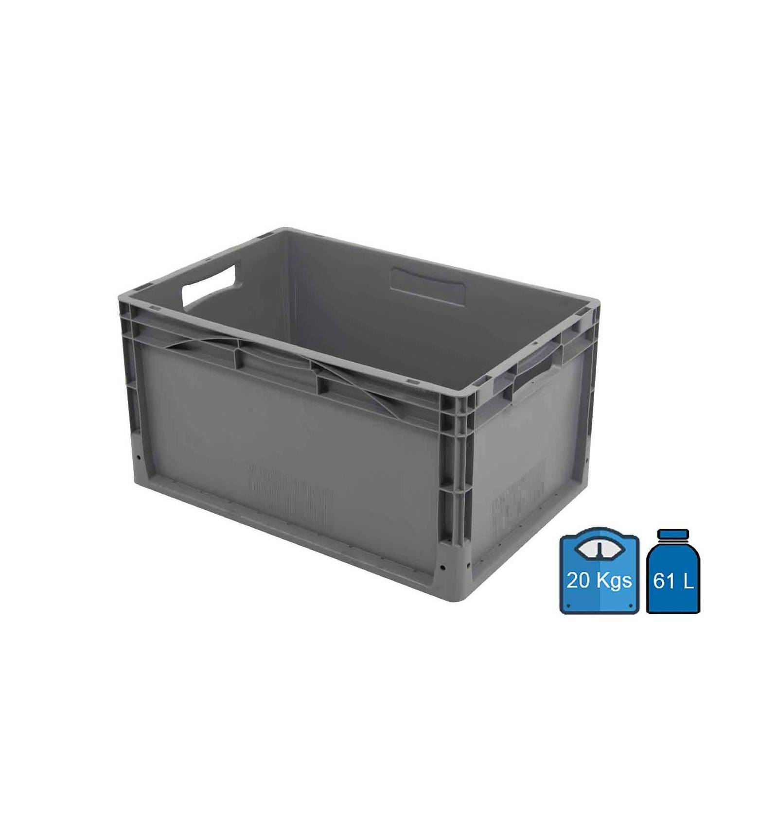 Plastic krat 600 x 400 met geperforeerde bodem, inhoud 61 liter