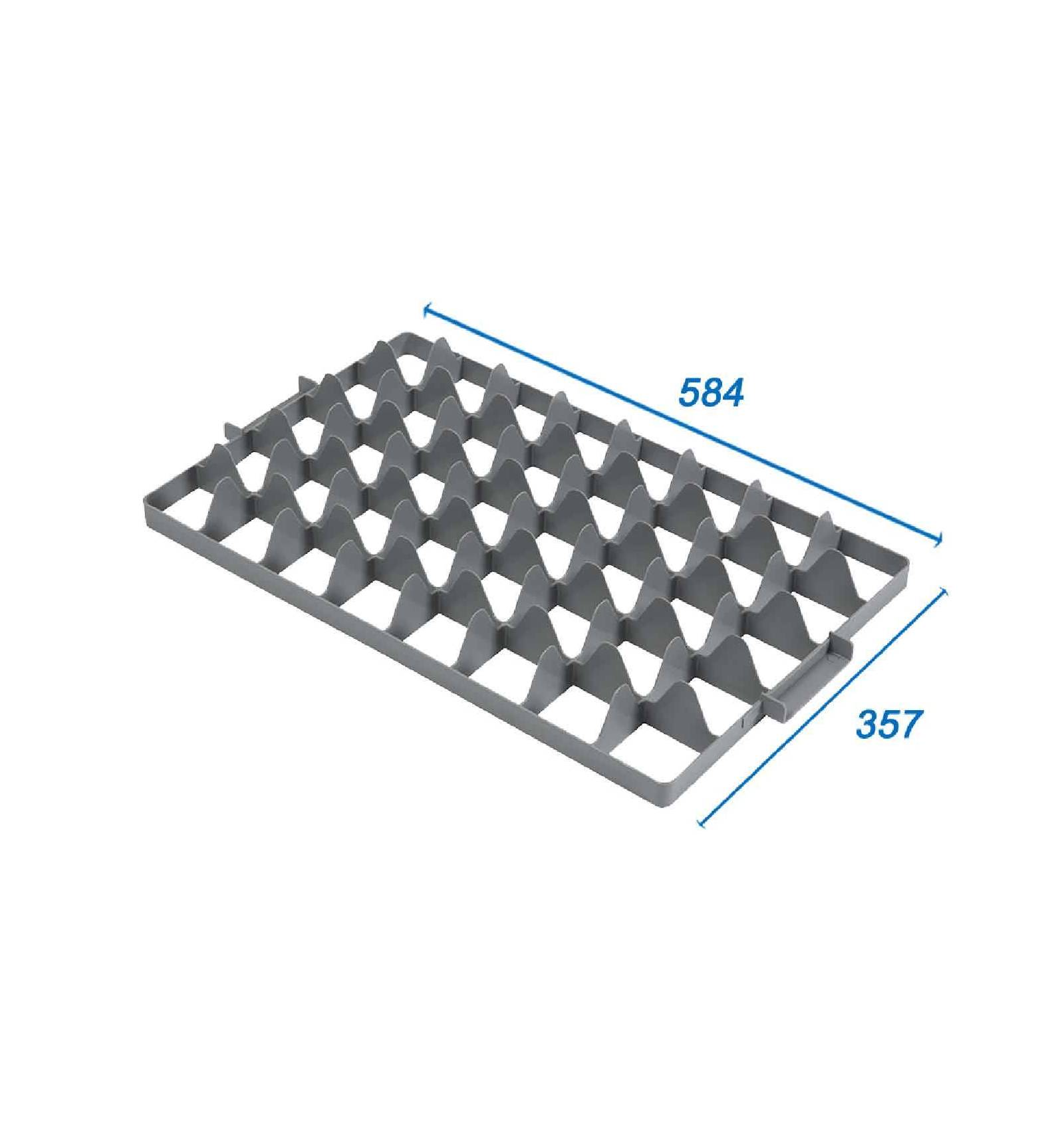 Kunststof scheidingsstuk voor kist 600 x 400 - 40 vakken met handgrepen