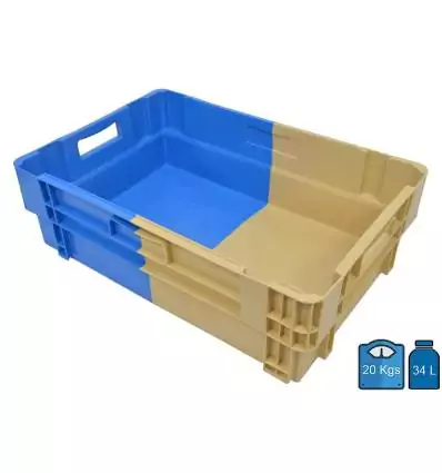 Cajas de plástico 400x600 Encajable 34L Fondo y laterales cerrados