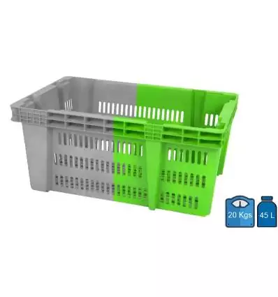 Nestable Plastic box 400x600 45L Perforated bottom & sides
