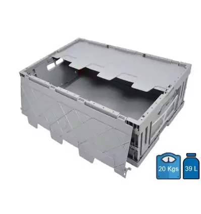 Foldable Crate 400x600 39 Litres with lid closed sides