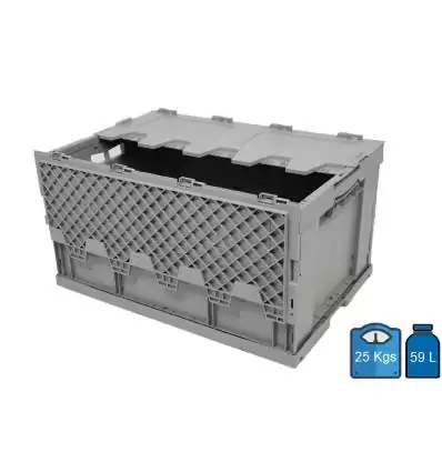 Foldable Crate 400x600 59 Litres with lid Reinforced bottom