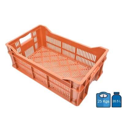 Caixa de plástico para a agricultura 300 x 500, fundo fechado com alças abertas, 20,5 litros