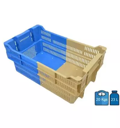 Farming Plastic Crate 300x500 23 Litres Corrugated bottom