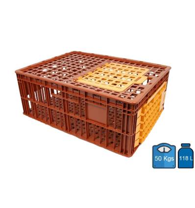 Gesloten transportkist voor vogels. Afmetingen: 585 x 785 x 300, met 2 luiken.