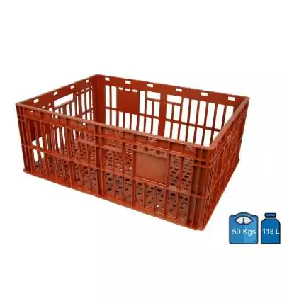 Plastic Poultry Transport Boxe 585x785 118 Litres Perforated bottom & sides
