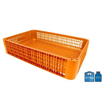 Gaveta de transporte para frangos empilhável — Dimensões 1160 x 758, altura 255 — Perfurada