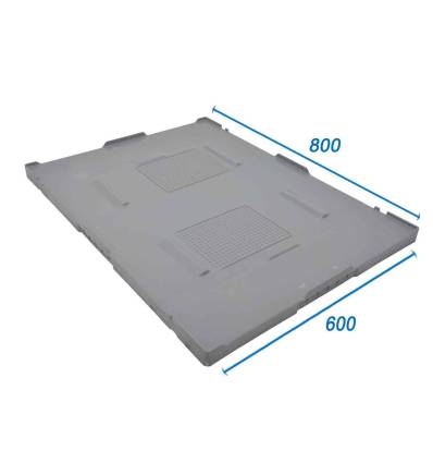 PP-kunststofkap voor palletisatie 600 x 800, compatibel met kisten en bakken.