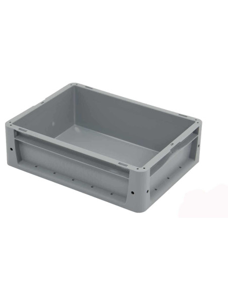 Caixa plástica 400x300, fundo reforçado, capacidade de carga 20 kg.