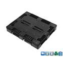 Palete de plástico 1000 x 1200, 5 patins e tampo maciço