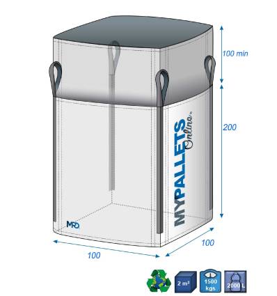 Bigbag grote hoogte 100x100x200 1500 kg
