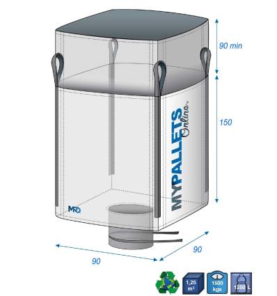 Big Bag Alimentar 1250 litros estanque 90x90x150 1500 kg