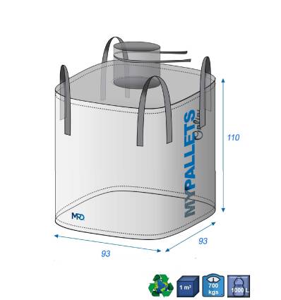 Big Bag aprovado para alimentos 950 L 93 x 93 x 110 cm 700 kg